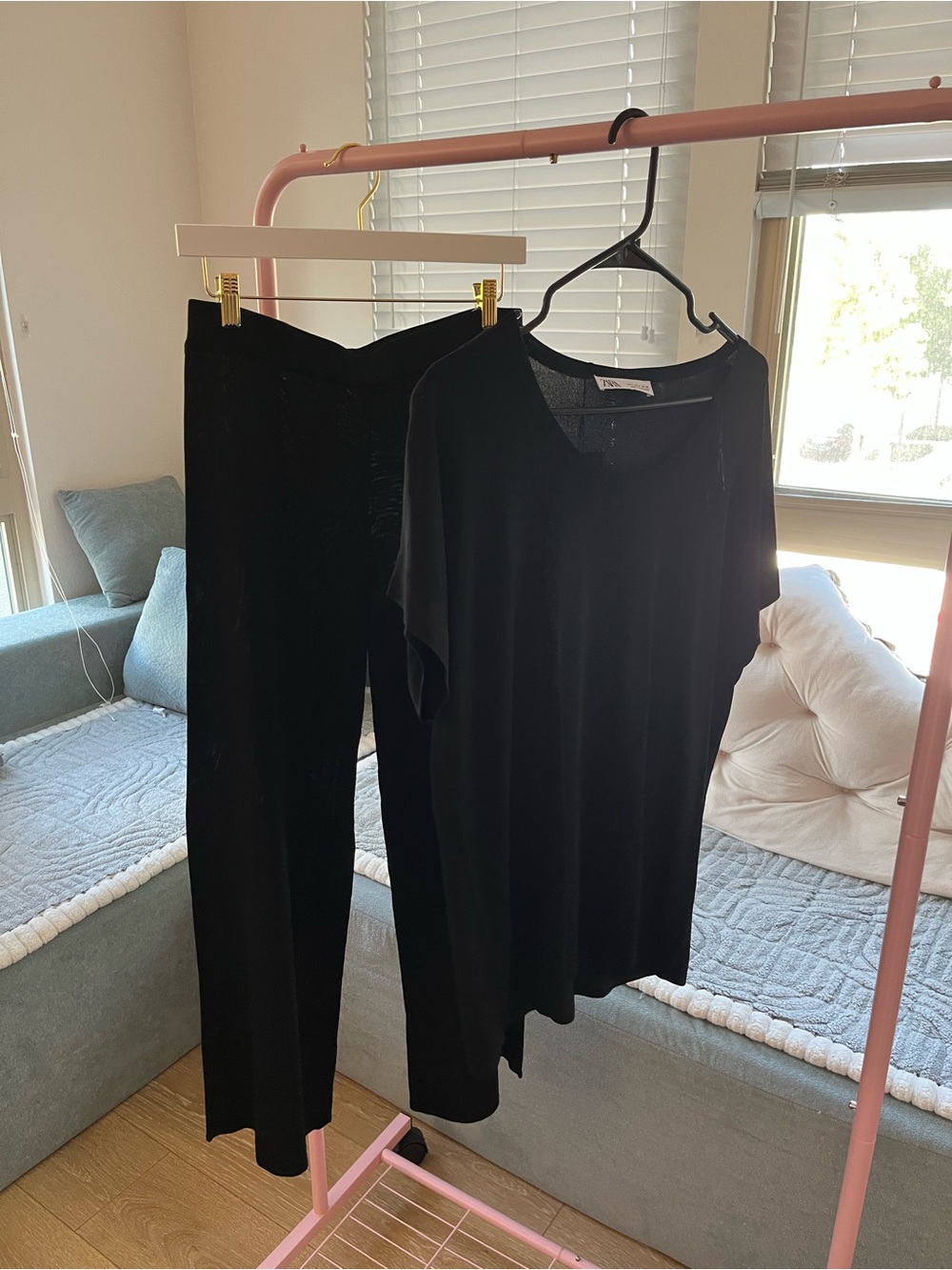 Zara Black Wide-Leg Pants with Matching Black Tunic Top
